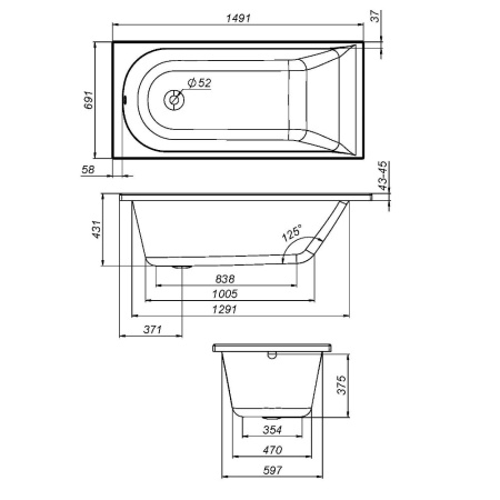 Каркас для ванны Am.Pm Spirit 150x70