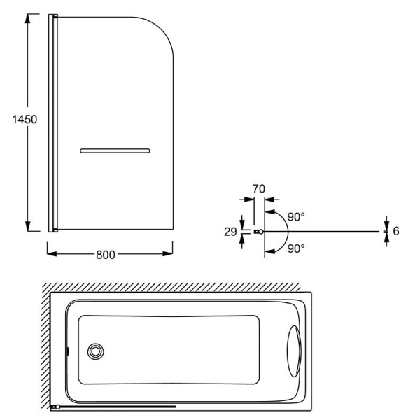 Шторка для ванны Jacob Delafon Odeon Up 80 E4932-BL