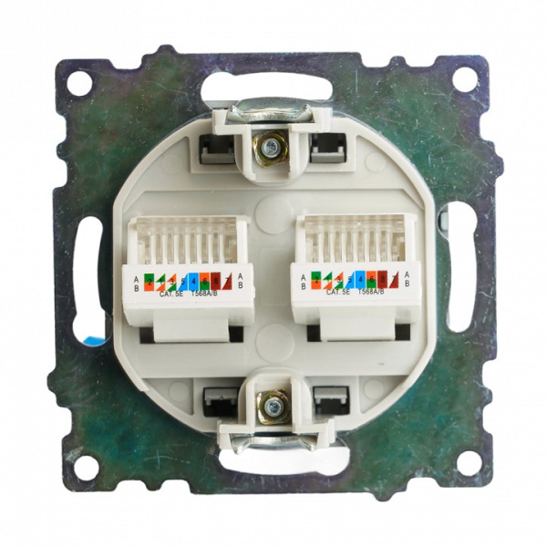 Розетка двойная Ethernet RJ-45 без рамки Stekker Катрин 50008
