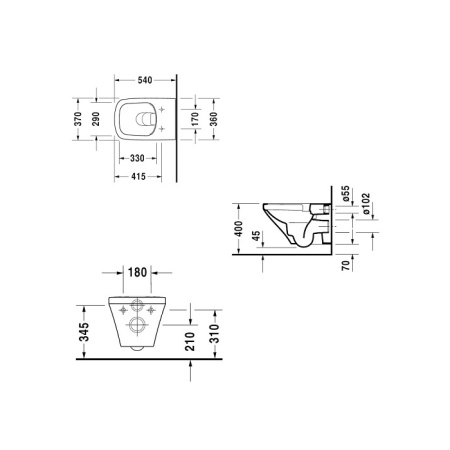 Подвесной унитаз Duravit Rimless 25510900001