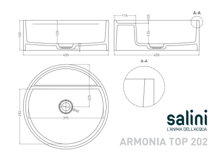 Раковина Salini Armonia Top 02 45 130126M