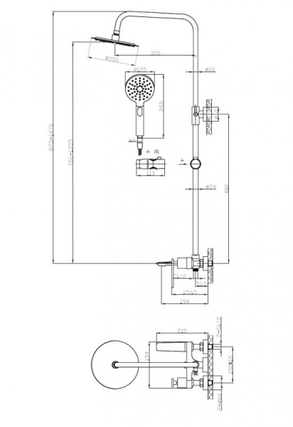 Душевая стойка Cezares Momento Momento CD-01 со смесителем