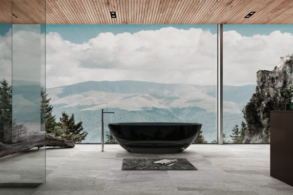 Прозрачная ванна Abber Kristall 180x85 AT9702Onyx черная