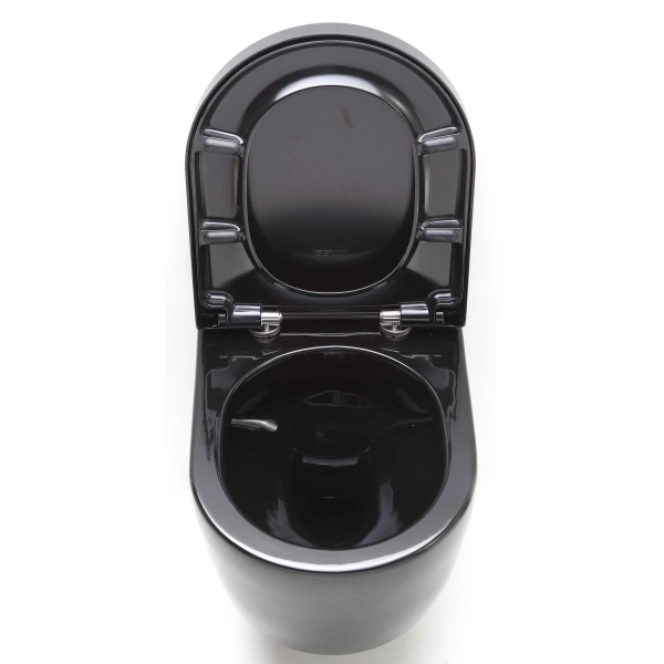 Унитаз подвесной SSWW CT2038BLACK безободковый, с сиденьем микролифт, черный