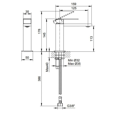 Смеситель для раковины Fantini Mint 34 93 F004WF сталь