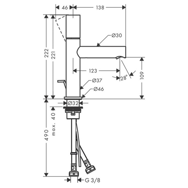 Смеситель для раковины Axor Uno 45001000