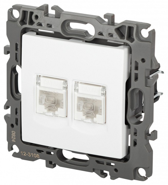 Розетка двойная Ethernet RJ-45 без рамки Эра Эра 12 12-3108-01М