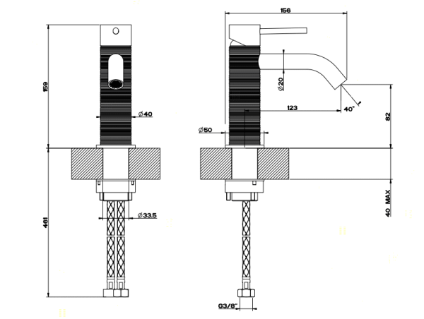 Смеситель для раковины Gessi 316 54302#239 нержавейка