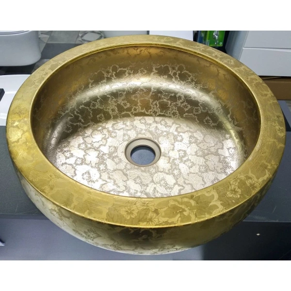 Раковина-чаша CeramaLux J2023 41x41 см, накладная, золотой матовый