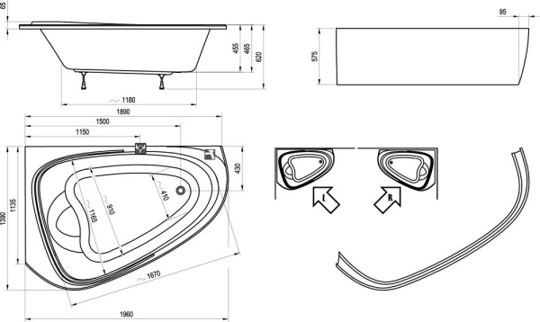 Передняя панель для ванны Ravak Love Story II L белая CZ75100A00