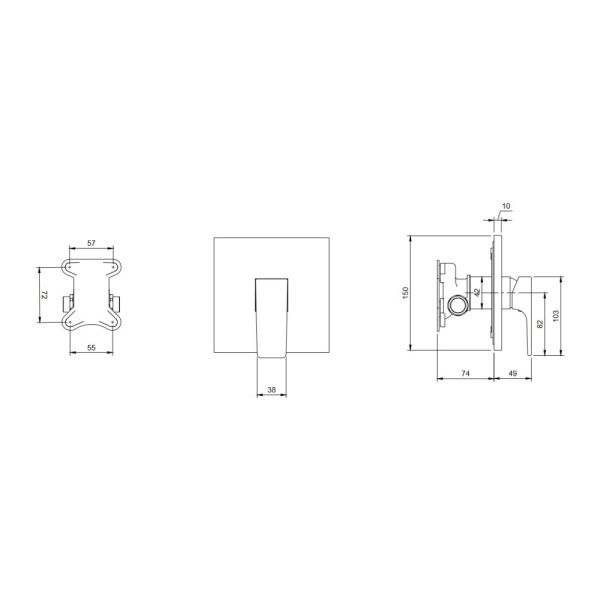 Смеситель для душа Villeroy&Boch Architectura Square TVS12500200076 золото