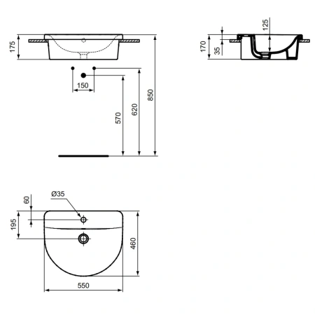 Раковина 55x46 см Ideal Standard Connect Arc E797801