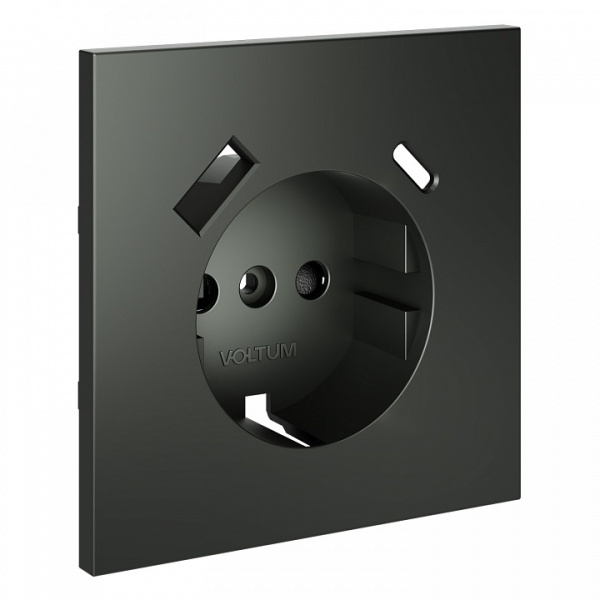Накладка для розетки с заземлением и со шторками и 2хUSB type A и C Voltum S70 VLS001006