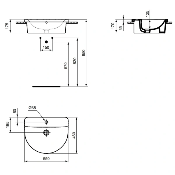 Раковина 55x46 см Ideal Standard Connect Arc E797801