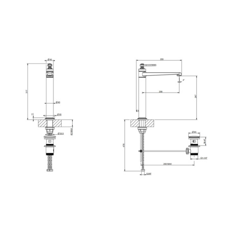 Смеситель для раковины Gessi Venti 20 65003#710 латунь
