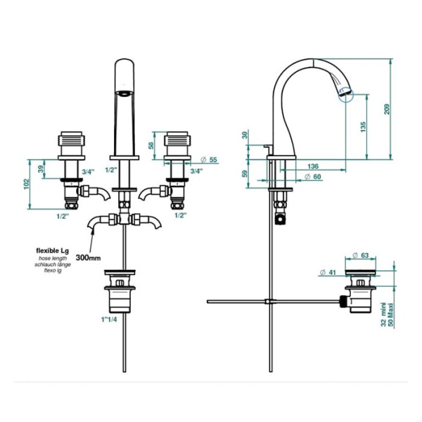 Смеситель для раковины THG Diplomate Smooth Rings U4A.A02.151