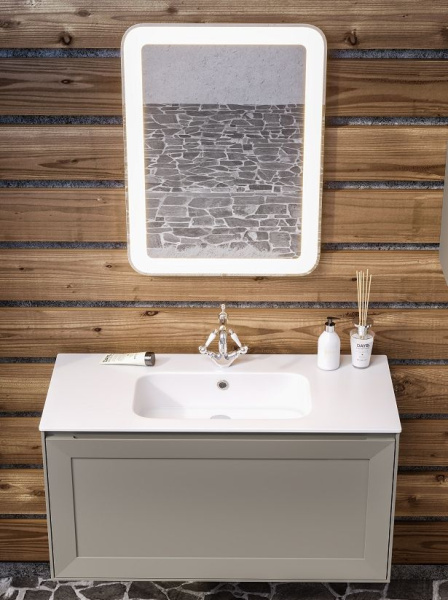 Тумба с раковиной Bagno Piu Millennio 80 ML1-80-04 + QS08146101 матовый цемент