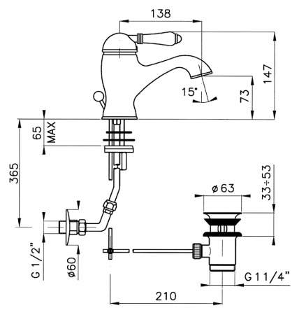 Смеситель для раковины Nicolazzi Petit M.Blanc 3402CR76