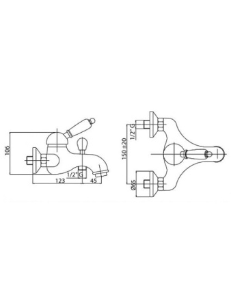Смеситель для ванны Cezares Vintage VINTAGE-VM-03-Sw-N
