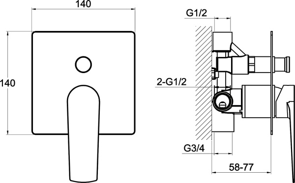 Смеситель для душа BelBagno Carin CAR-BASM-CRM встраиваемый двухпозиционный