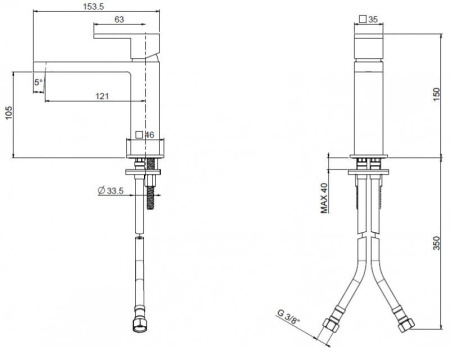 Смеситель для раковины Cezares UNIKA-LSM1-NOP-W0