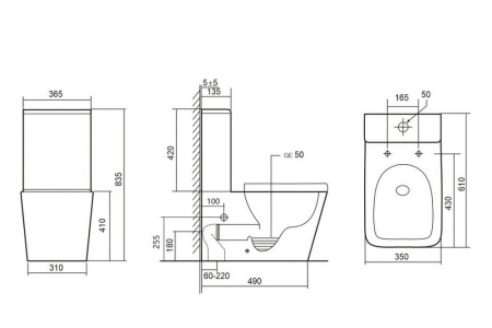 Унитаз Abber Rechteck AC1210T с крышкой-сиденьем