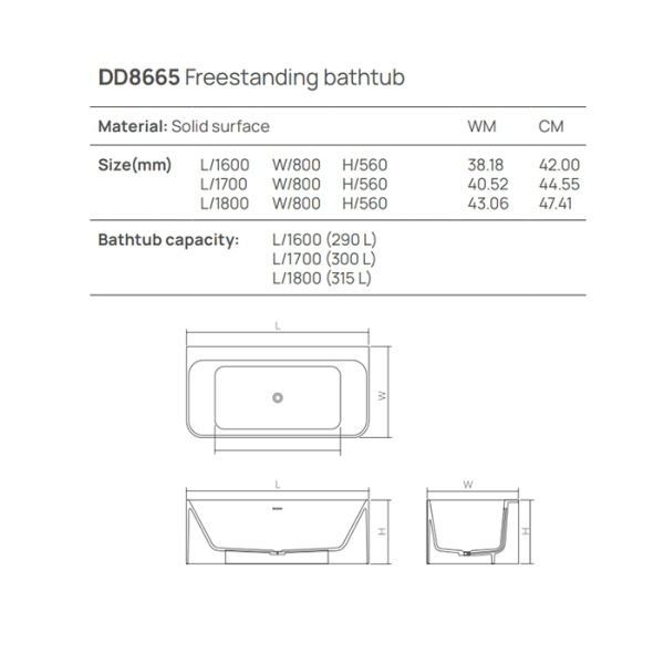 Отдельностоящая ванна Dea Design Modern 180x80x56 DD8665 1800 18 белый