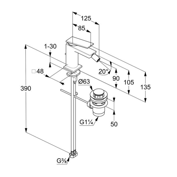 Смеситель для биде Kludi Decus 542170575