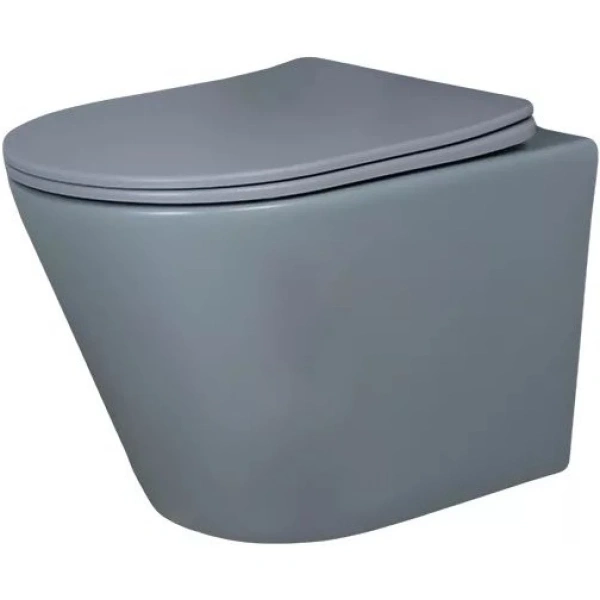 Унитаз подвесной GID Tr2130Gm безободковый, с сиденьем микролифт, серый матовый