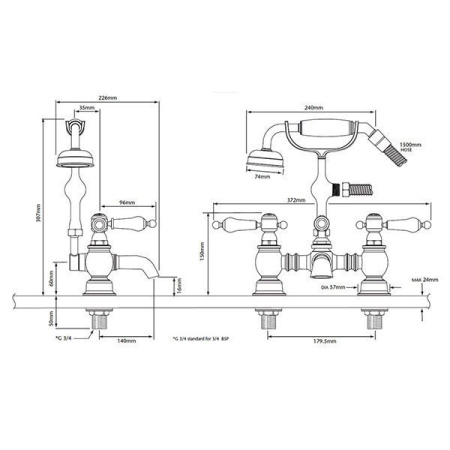 Смеситель для ванны Heritage Granley TGRG02