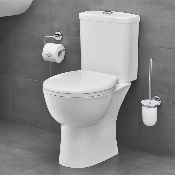 Унитаз-компакт Grohe Bau Ceramic 39349000 + 39436000 + 39493000 безободковый, с сиденьем микролифт, альпийский белый