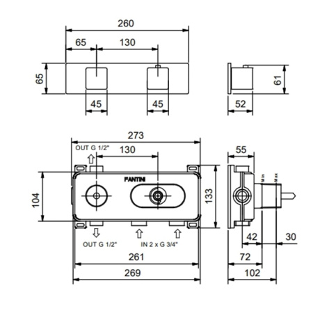 Термостат для душа Fantini Mint 34 02 F472B