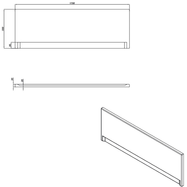 Экран Cersanit Lorena 170 PA-TYPE1*170 белый