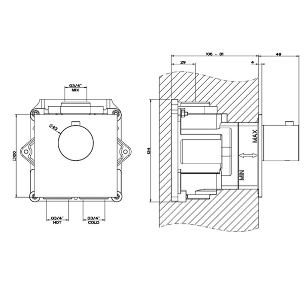 Смеситель для душа Gessi 316 54554#239 нержавейка