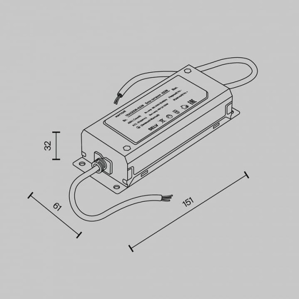 Блок питания с проводом Maytoni Technical Power Supply Parity TRA130DR-100W