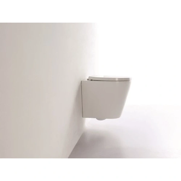 Унитаз подвесной CeramaLux NS-5178 безободковый, с сиденьем микролифт, белый