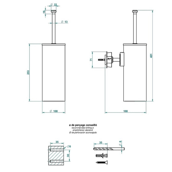 Ершик для унитаза THG Ptale de Cristal bleu U6B.F01.4720C золото