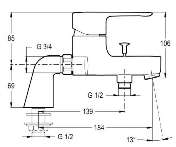 Смеситель для ванны Jacob Delafon July E16043-4-CP
