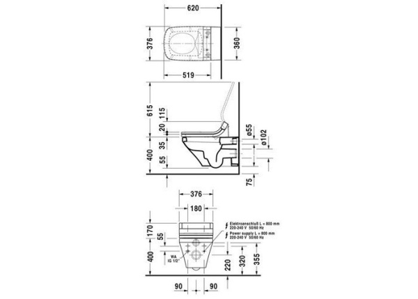 Подвесной унитаз Duravit DuraStyle 2537590000