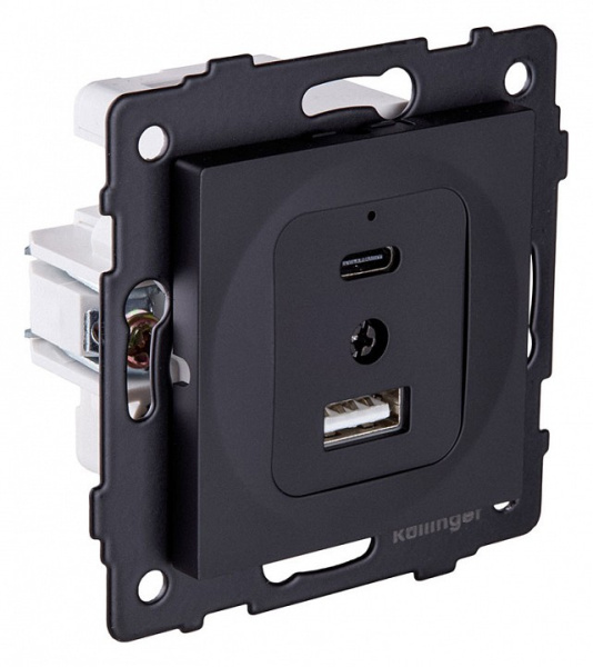 Розетка 2хUSB type A и C без рамки Kollinger  REA-037BM