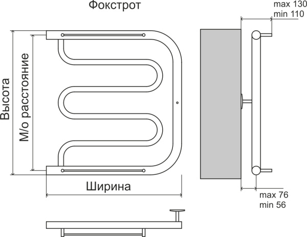 Фокстрот AISI 32х2 500х700 Полотенцесушитель TERMINUS