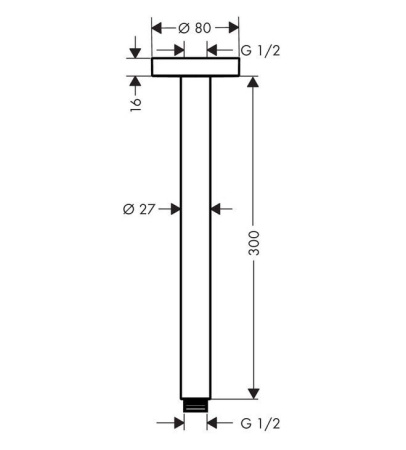 Потолочное подсоединение hansgrohe S 27389000 300 мм хром