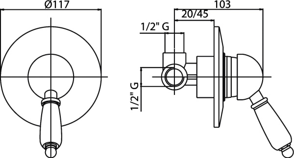 Смеситель для душа Cezares Vintage VINTAGE-DIM-01-Sw