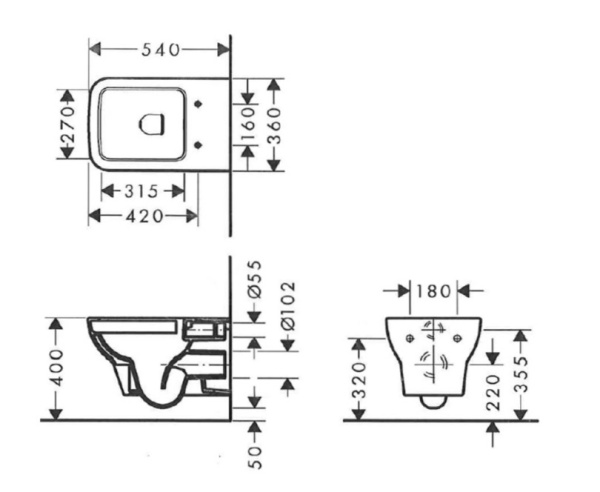 Подвесной унитаз hansgrohe CreekTide Q HGSET001 с крышкой-сиденьем