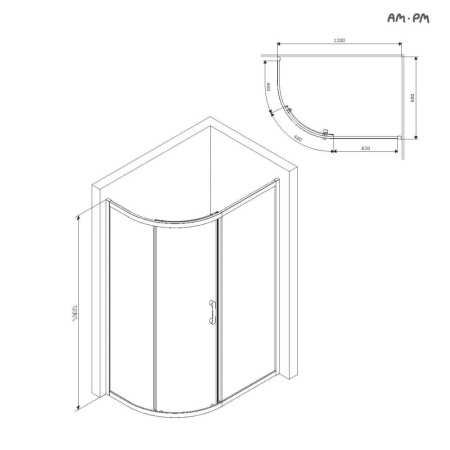 Душевой уголок AM.PM Like 120x80 W83UG-302U120MT
