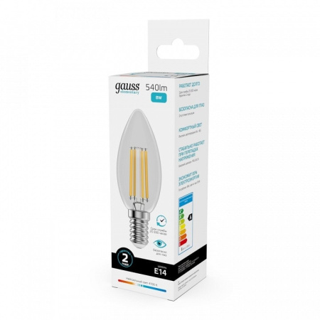 Лампа светодиодная Gauss Filament Elementary E14 8Вт 4100K 32128