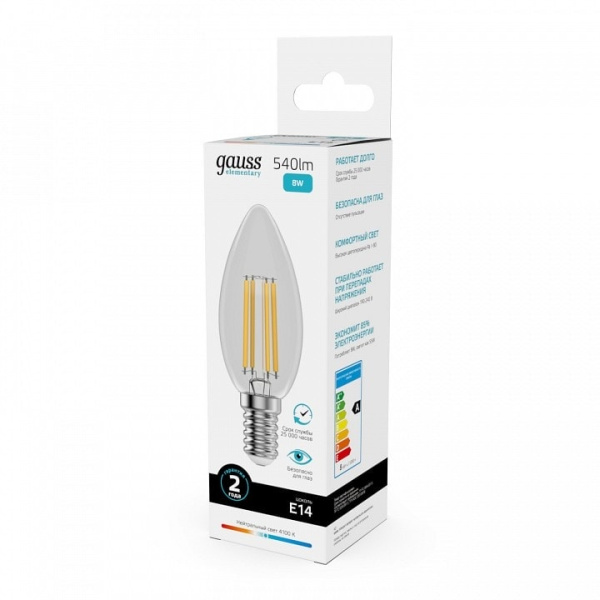 Лампа светодиодная Gauss Filament Elementary E14 8Вт 4100K 32128