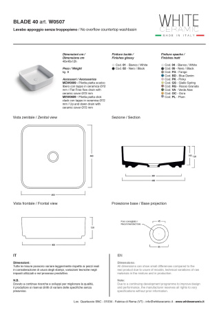 Раковина White Ceramic Blade Square 40 W050701