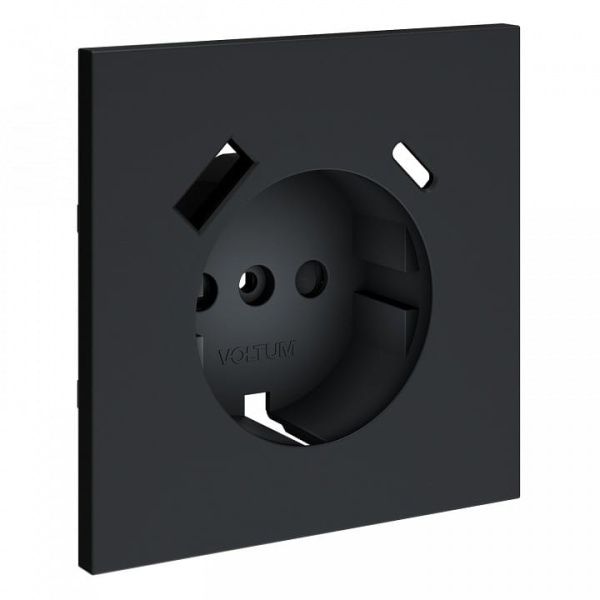 Накладка для розетки с заземлением и со шторками и 2хUSB type A и C Voltum S70 VLS001007