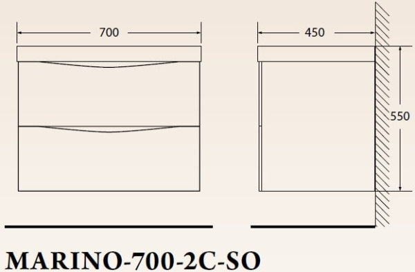 Тумба под раковину Belbagno Marino MARINO-700-2C-SO-RW-P Rovere Moro